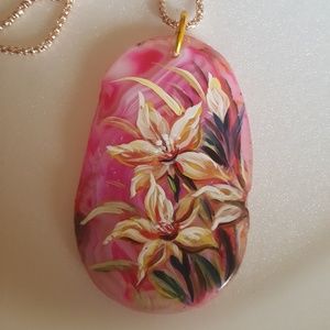 Painted agate necklace